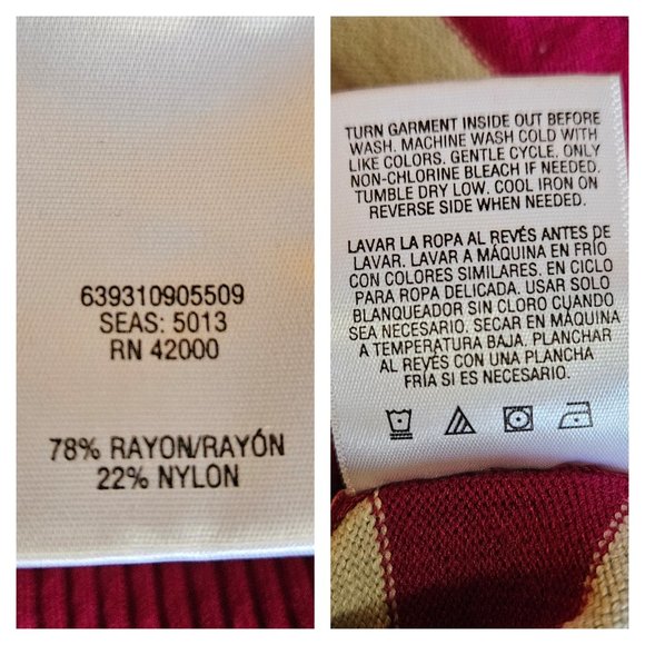 Bongo Junior Large Long Sleeve Stripe Keyhole Sweater Ruching Y2k 90s Preppy - Picture 8 of 8